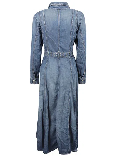 Ganni Denim Maxi Dress With Button-down Front