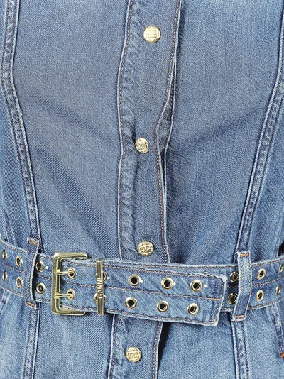 Ganni Denim Maxi Dress With Button-down Front