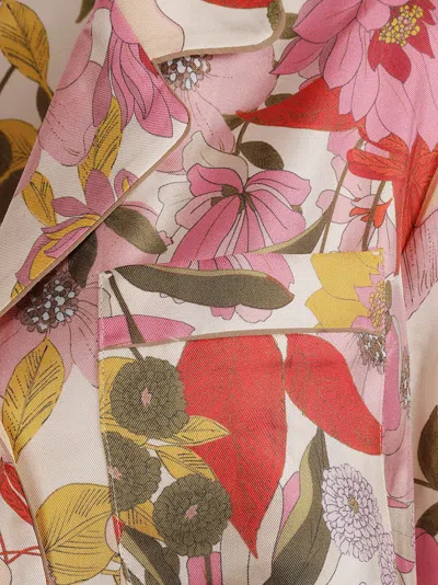 Max Mara Floral Print Silk Shirt In Multi