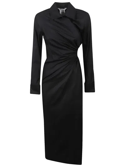 Max Mara Wrap Design Midi Dress In Black
