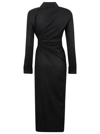 Max Mara Wrap Design Midi Dress In Black