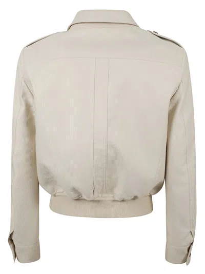 Tom Ford Structured Zip-front Coat With Ribbed Texture In Neutral
