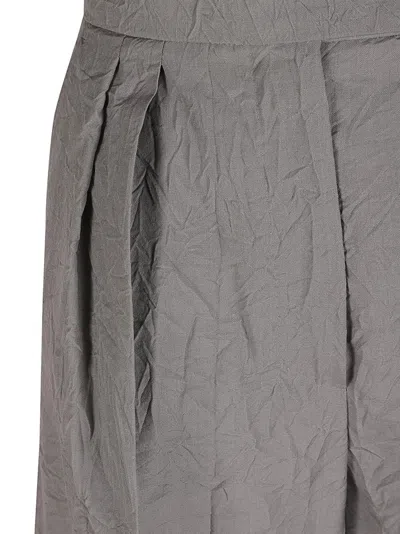 Max Mara Wide-leg Trousers With Crinkled Texture In Gray