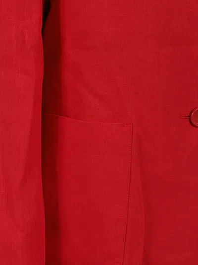 Max Mara Tailored Red Flax Linen Jacket