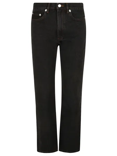 Apc A.p.c. High-waisted Straight-leg Jeans With Contrasting Stitching In Black