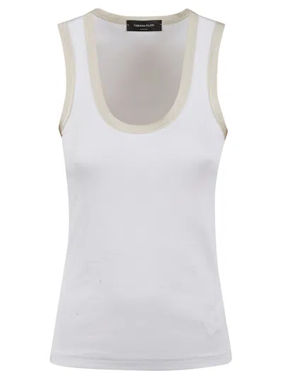 Fabiana Filippi Ribbed Tank Top With Scoop Neckline In White