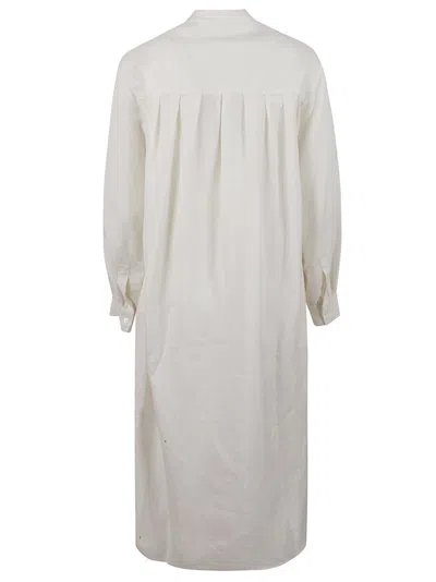 Fabiana Filippi White Button-down Dress With Mandarin Collar In White