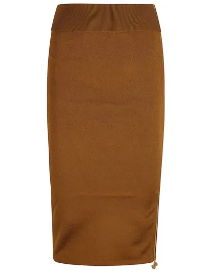 Patou Fitted Brown Skirt With Ribbed Waistband In Brown