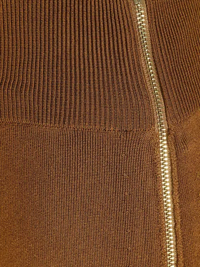 Patou Fitted Brown Skirt With Ribbed Waistband In Brown