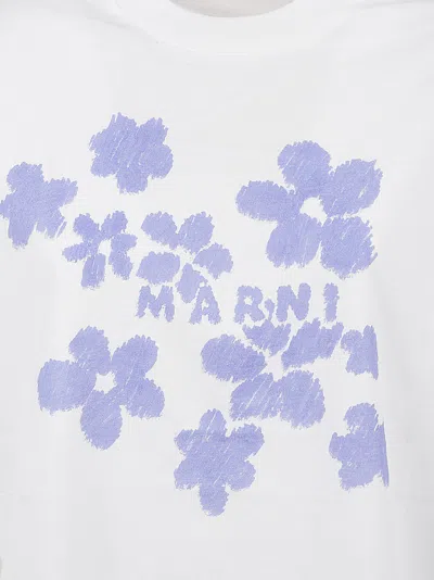 Marni Relaxed Fit Floral Print T-shirt In White