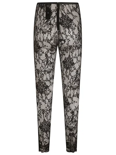 Givenchy Sheer Lace Fabric Elastic Waistband Leggings In Black