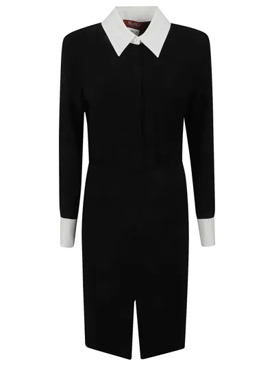 Max Mara Tailored Black Dress With White Collar In Black
