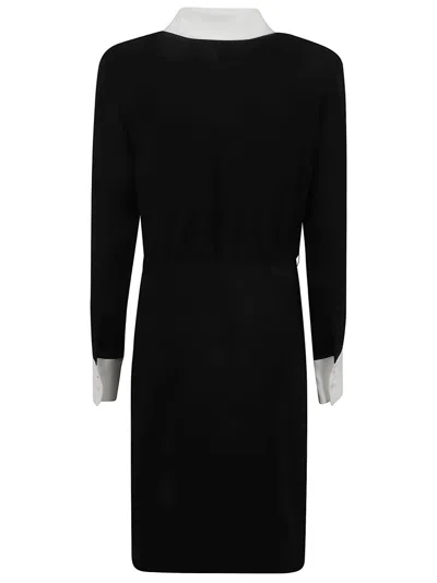 Max Mara Tailored Black Dress With White Collar In Black