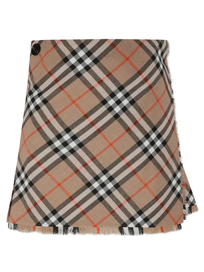Burberry Women Embroidered Twill Mini Skirt