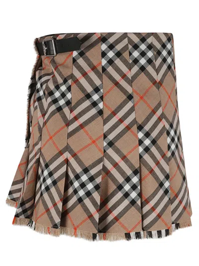 Burberry Women Embroidered Twill Mini Skirt