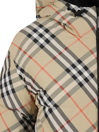 Burberry Puffy Check Pattern Coat With Hood