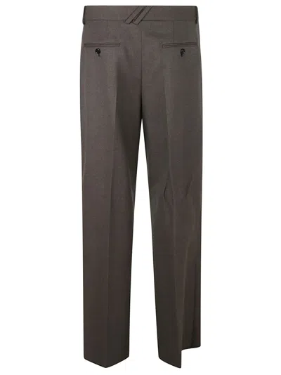 Burberry Tailored Straight Leg Wool Trousers In Brown