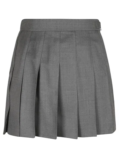 Thom Browne Pleated Tailored Skirt With Structured Waistband In Gray