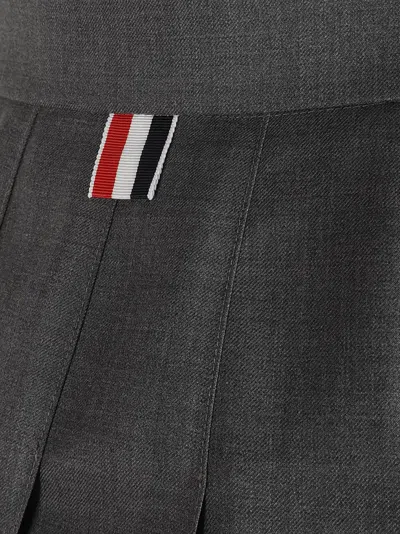 Thom Browne Pleated Tailored Skirt With Structured Waistband In Gray