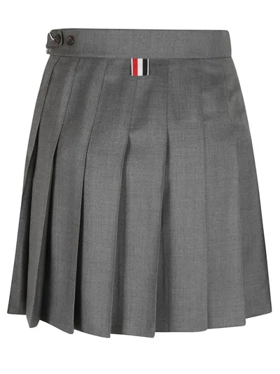 Thom Browne Pleated Tailored Skirt With Structured Waistband In Gray