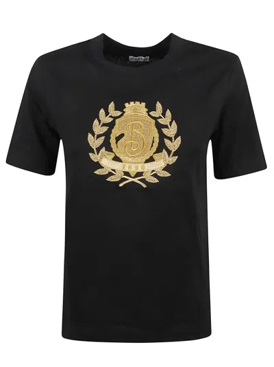 Burberry Classic Black T-shirt With Gold Emblem In Black