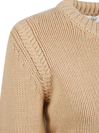 Chloé Cropped Crew Neck Sweater In Neutral