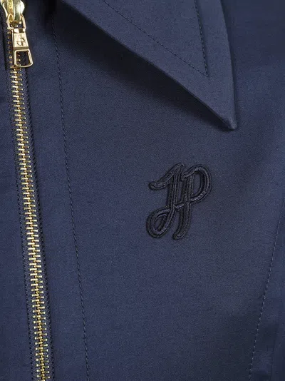 Patou Structured Blue Jacket With Fitted Waist In Blue