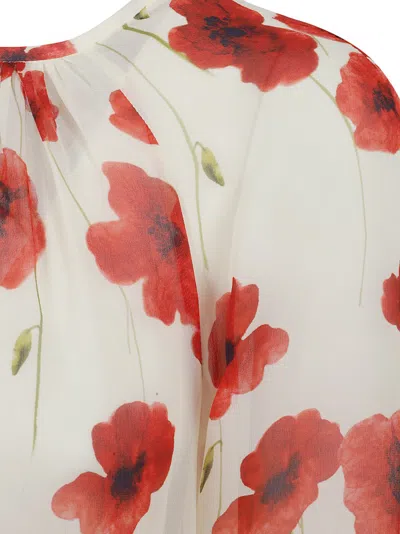 Max Mara Flowing Floral Print Dress In Red