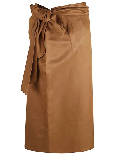 Max Mara Wrap-style Skirt With Tied Waist In Brown