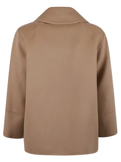 Max Mara Classic Brown Coat With Notched Collar In Pink