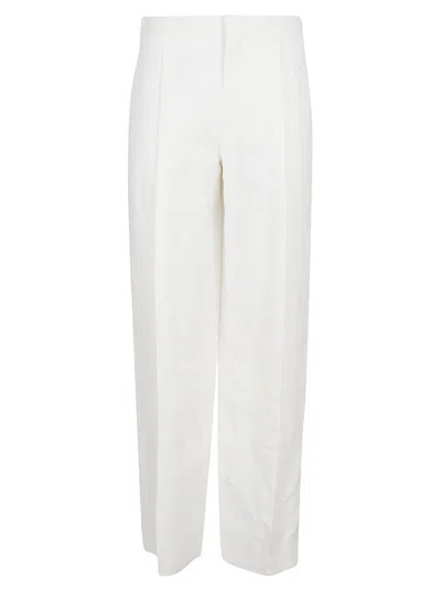Chloé Relaxed Fit Straight Leg Linen Trousers In White