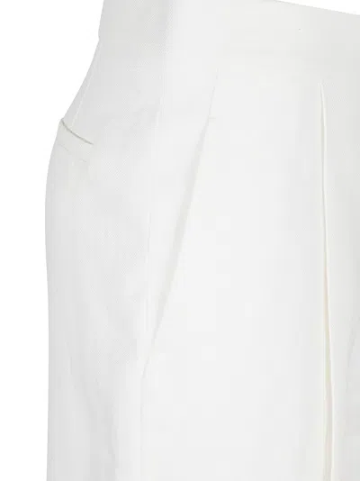 Chloé Relaxed Fit Straight Leg Linen Trousers In White