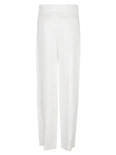 Chloé Relaxed Fit Straight Leg Linen Trousers In White