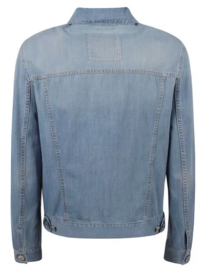 Brunello Cucinelli Blue Denim Cotton Jacket In Blue