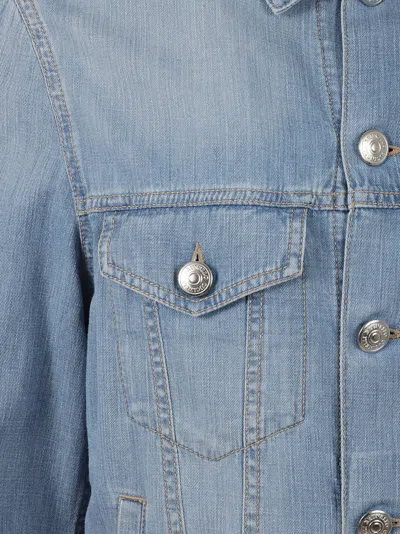 Brunello Cucinelli Blue Denim Cotton Jacket In Blue