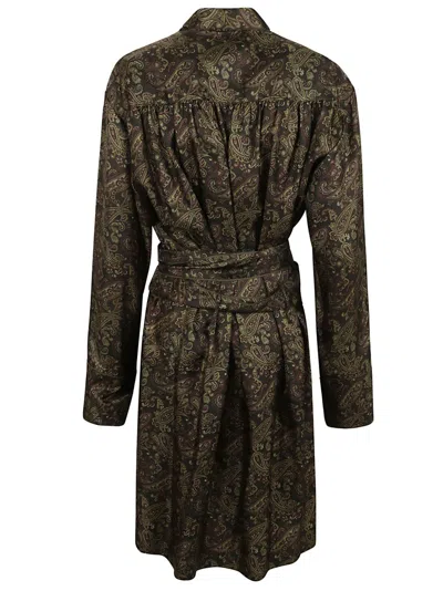 Saint Laurent Silk Paisley Sweater With Belted Waist In Black