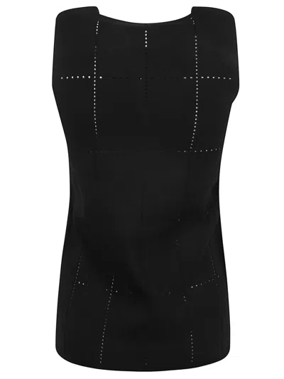 Max Mara Structured Cut-out Black Top In Black