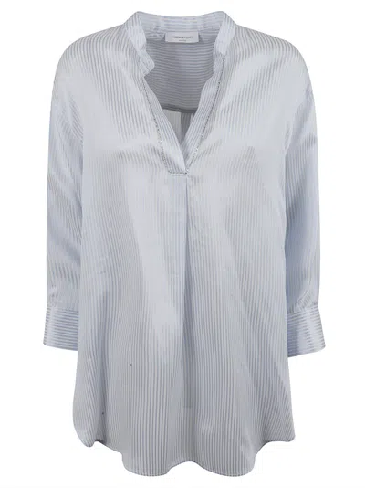 Fabiana Filippi Relaxed Fit Striped V-neck Shirt In Blue