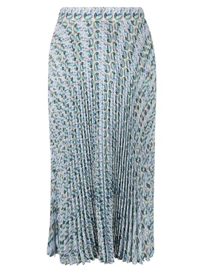 Tory Burch Pleated Skirt With Unique Pattern In Blue