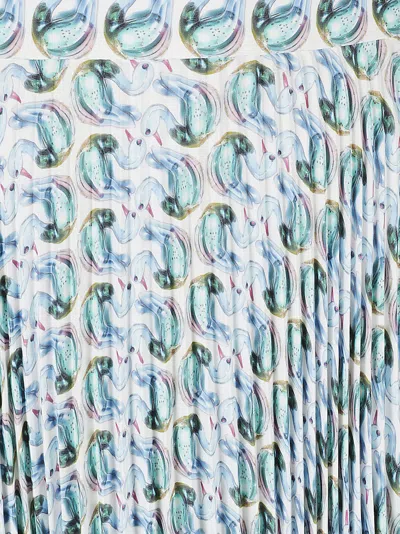 Tory Burch Pleated Skirt With Unique Pattern In Blue