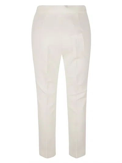 Max Mara Tailored White Trousers With Subtle Pleats In Neutral