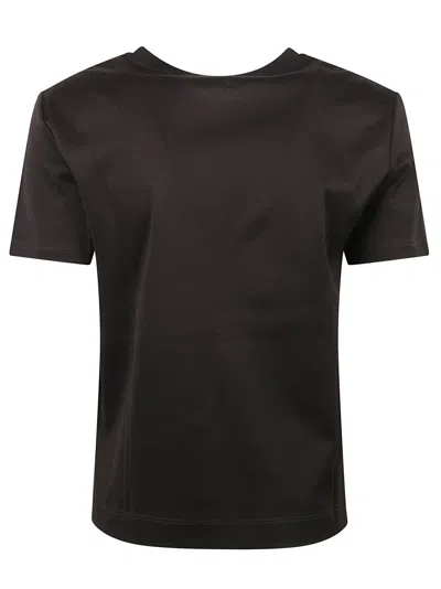 Max Mara Blue T-shirt With Subtle Logo In Black