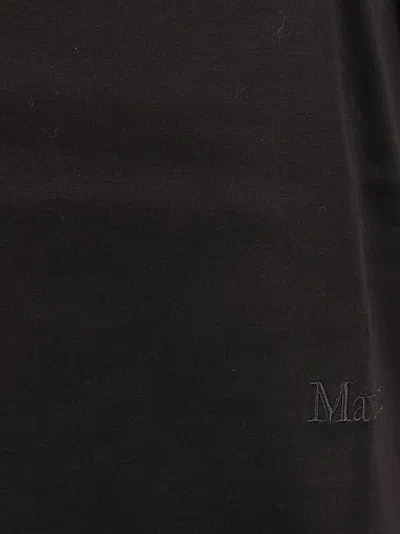 Max Mara Blue T-shirt With Subtle Logo In Black