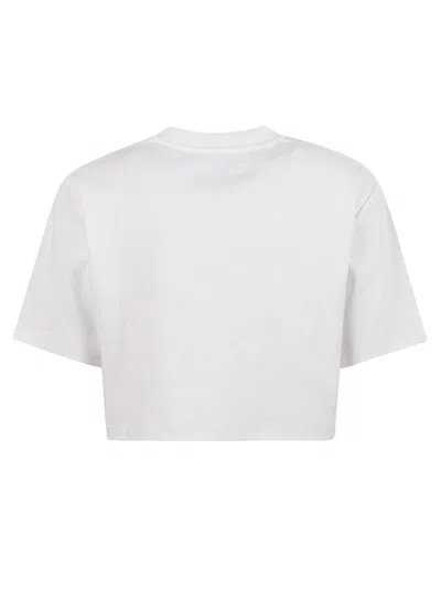Off-white Ribbed White Cropped T-shirt In White