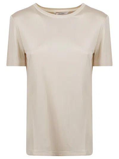 Max Mara Silk T-shirt With Classic Crew Neckline In Neutral