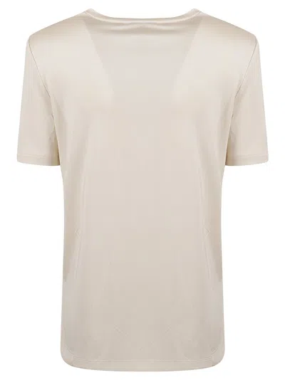 Max Mara Silk T-shirt With Classic Crew Neckline In Neutral