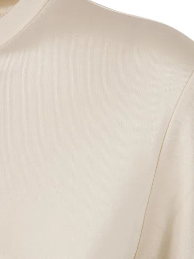 Max Mara Silk T-shirt With Classic Crew Neckline In Neutral
