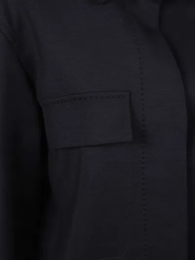 Max Mara Structured Black Jacket With Classic Collar In Blue