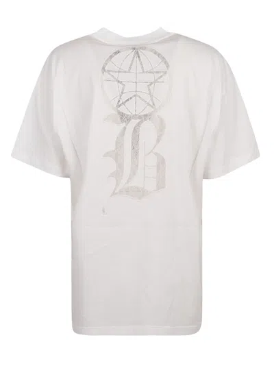 Burberry Oversized Cotton T-shirt With Textured Logo In White