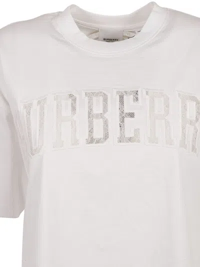 Burberry Oversized Cotton T-shirt With Textured Logo In White